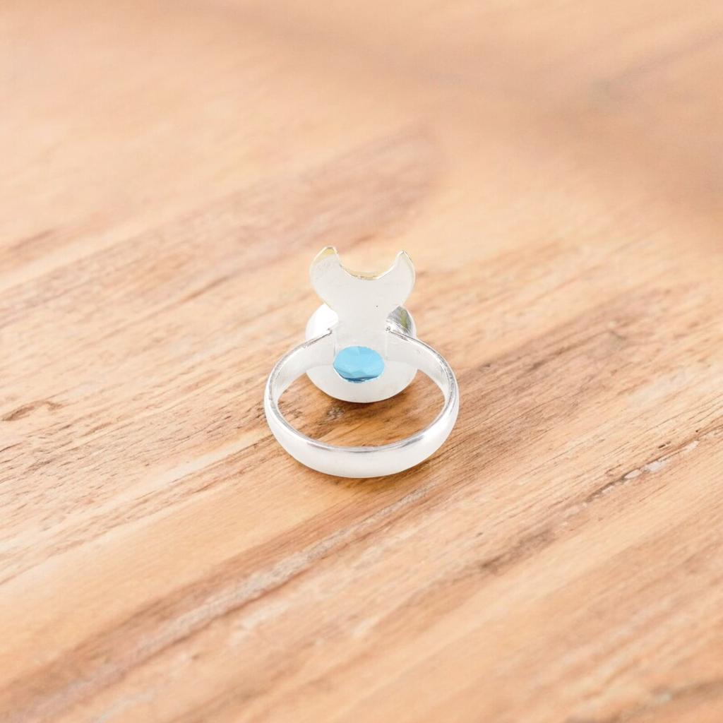 Swiss Blue Topaz Gemstone 925 Sterling Silver Handmade Ring Fashionable Jewelry RR-58-7