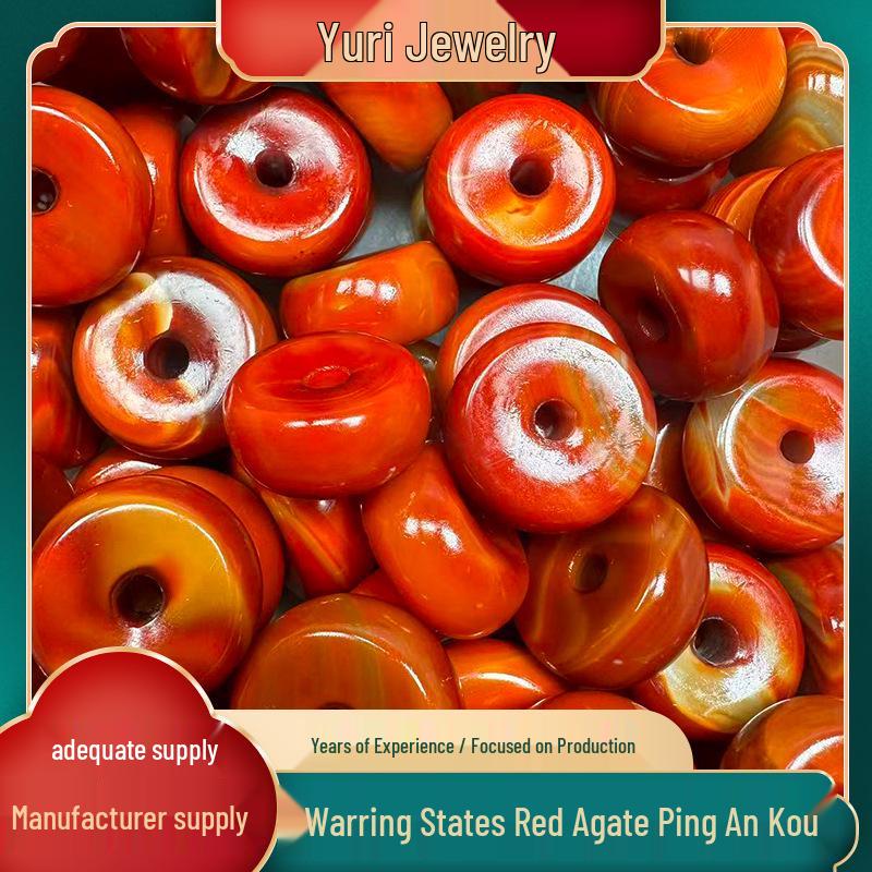 Warring States Red Agate Ping An Kou Pendant, DIY Charm Necklace Jewelry, Loose Beads, 10×25mm 10×25mm