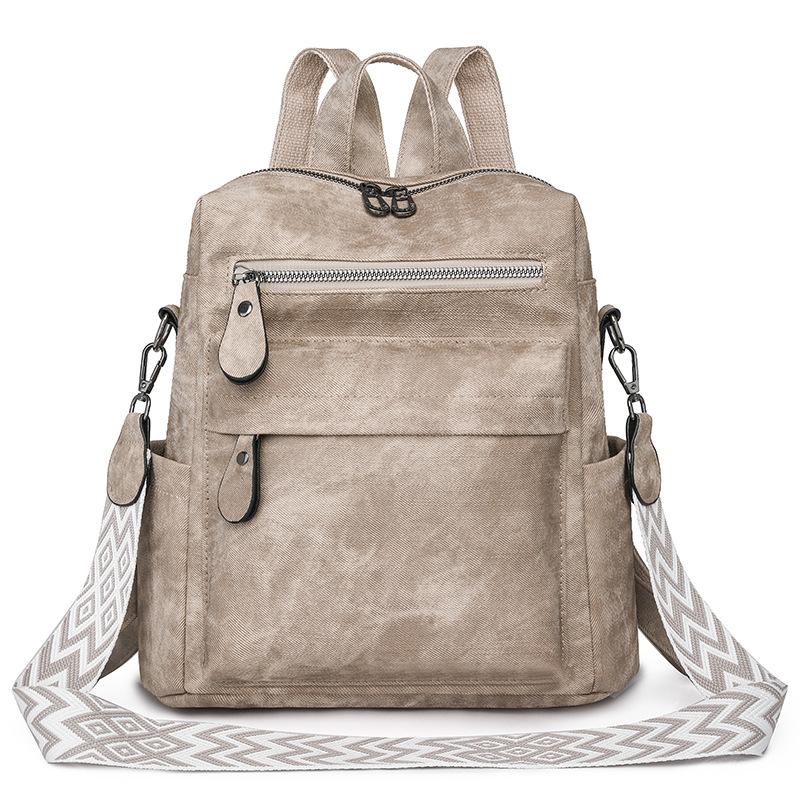 

Женский рюкзак большой емкости из мягкой кожи, дорожный рюкзак для девочек, школьный рюкзак хаки