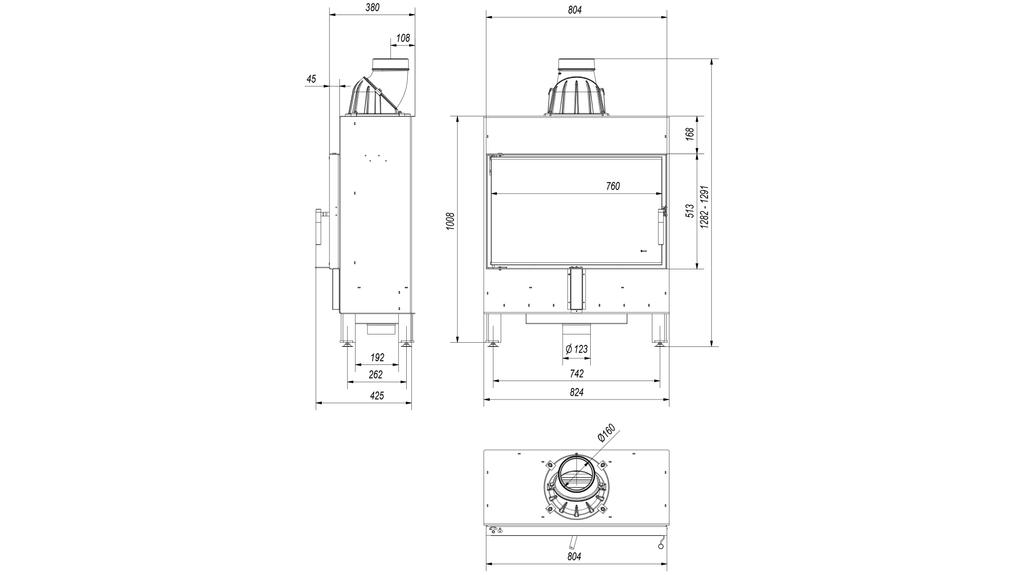 Steel Fireplace KRATKI LUCY SLIM 10 kW Ø 160