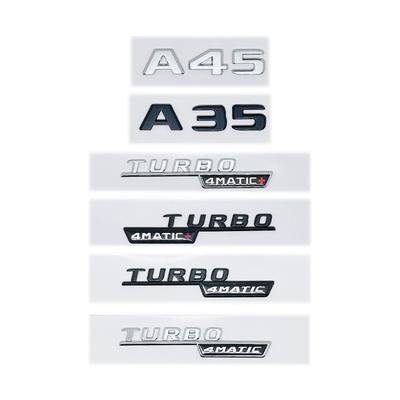Emblema 3D ABS con letras negras brillantes A35 A45 A45S Turbo 4matic para Mercedes Benz AMG, guardabarros trasero para maletero W176 W177, pegatina con logotipo