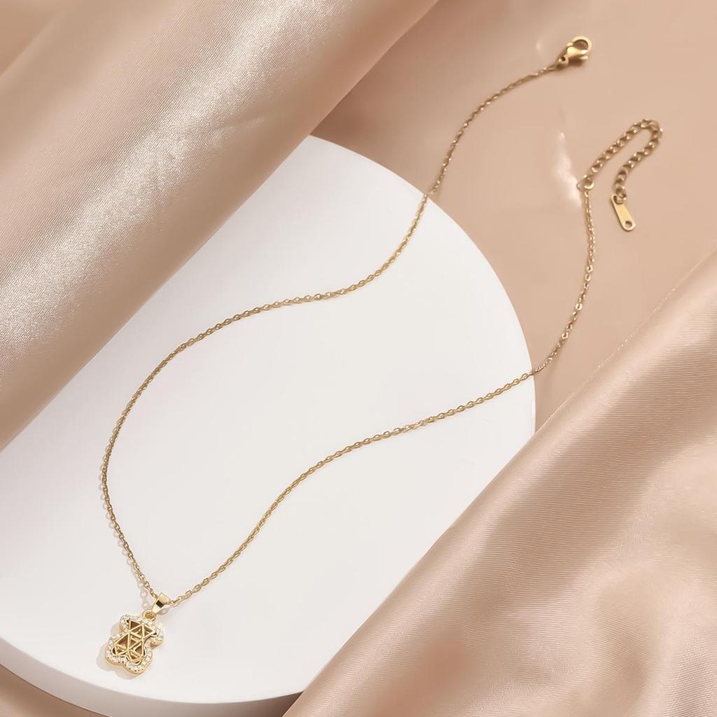 Cross-border Care Bear Zircon Necklace: Simple Pendant with O-chain