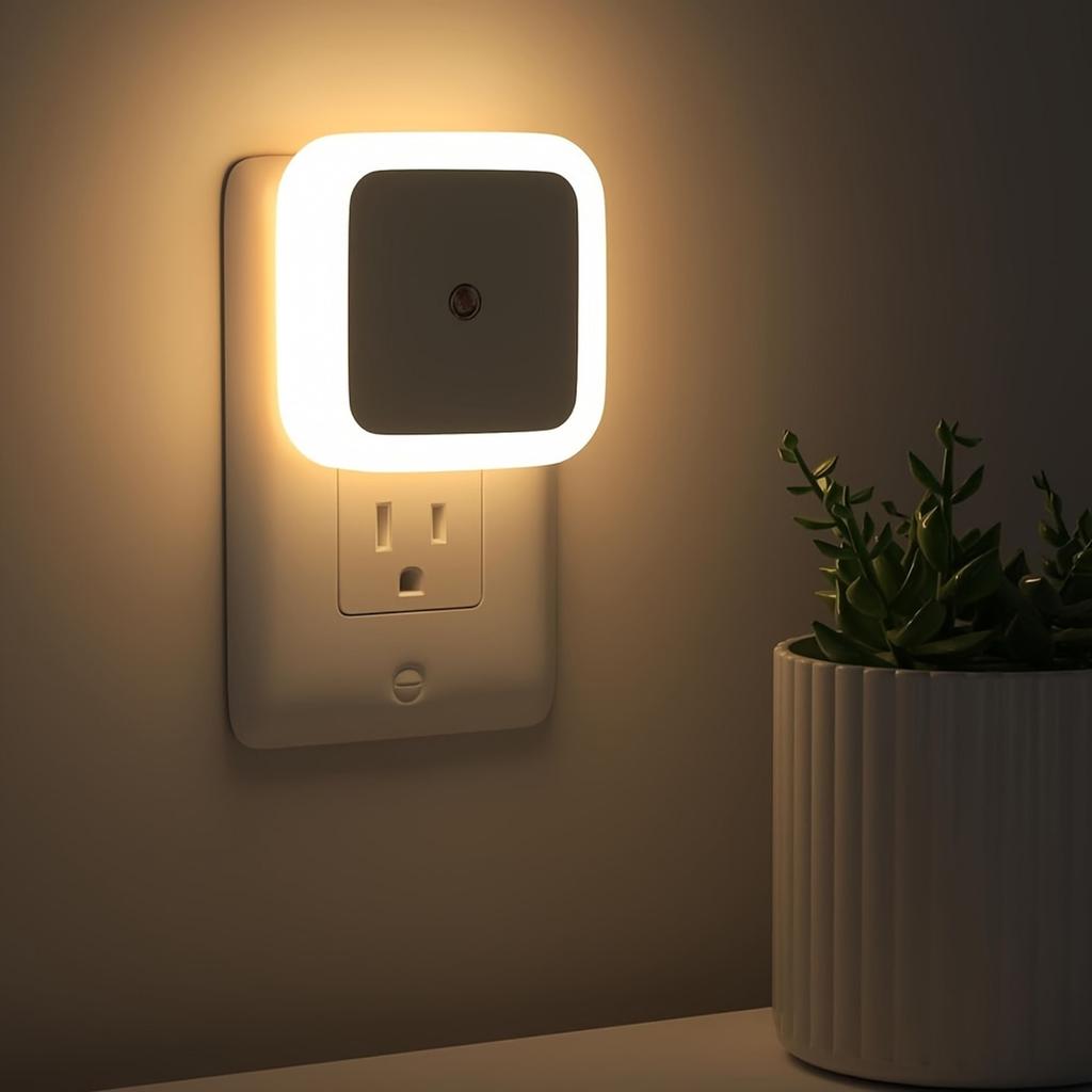 Plug-in Night Light with Light, /Off, Square, for Bedroom Hallway Kitchen