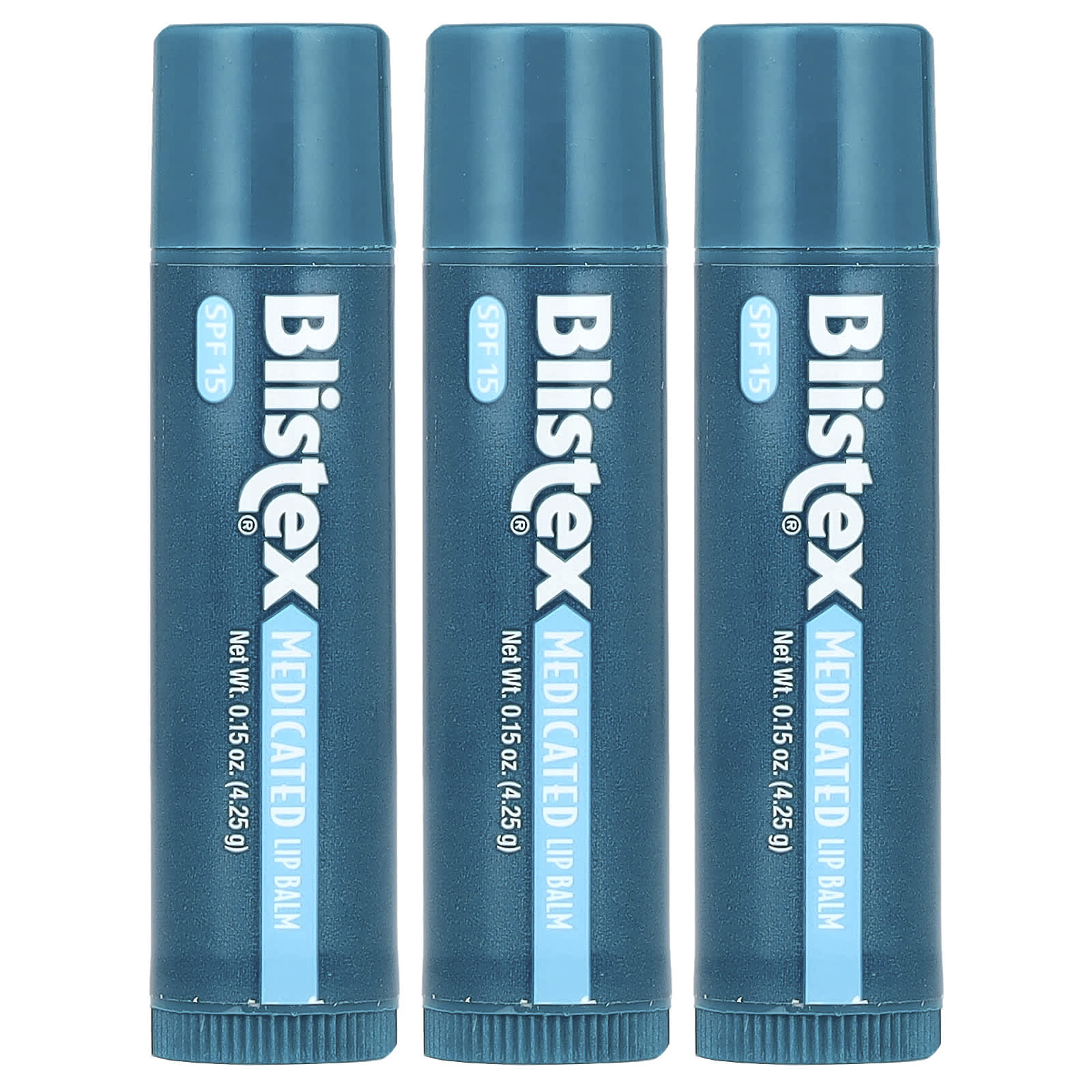 Blistex, лечебный бальзам для губ, защитное средство для губ/солнцезащитное средство, SPF 15, упаковка из 3 бальзамов, 4,25 г (0,15 унции) каждый