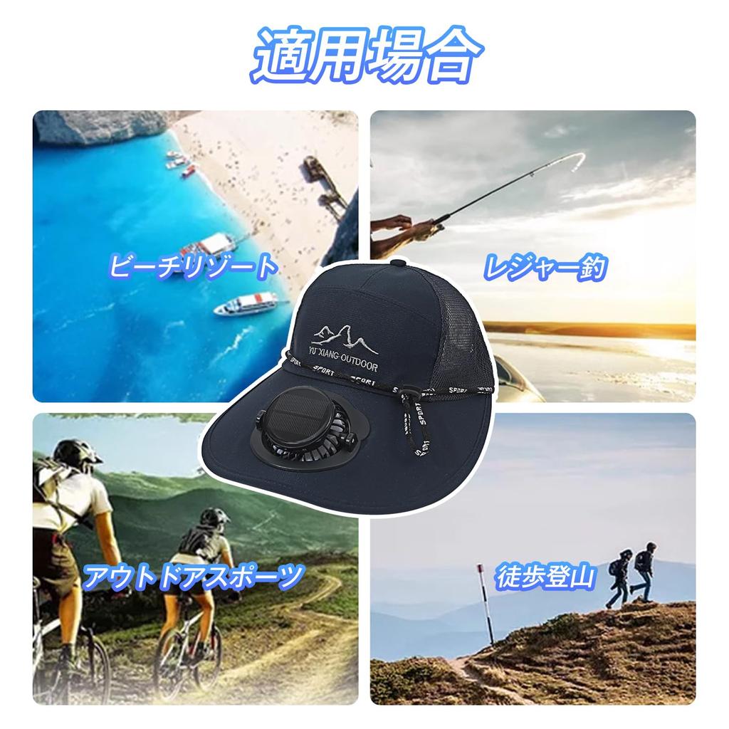 Hat with 16 Hours of Continuous Fan Deep Perfect for Outdoor and Summer One Size Fits [PENIOR] Solar-powered Fan, 54-59cm Circumference, 3-speed