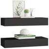 Vidaxl Wall Shelves with Drawer, 2 Pcs, Black, 60X23.5X10 Cm, Mdf
