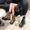 Thick-soled trouser boots women's winter new British style fashion belt buckle high heel small short boots