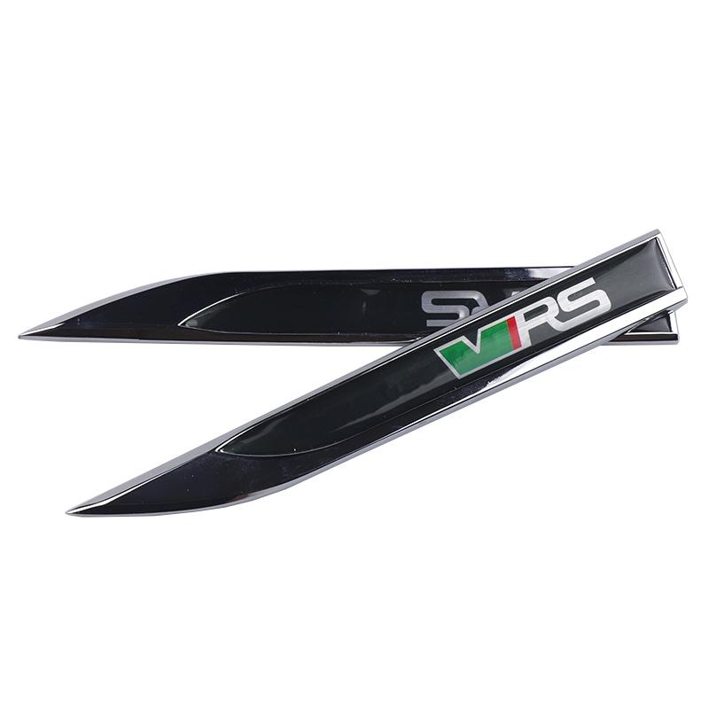 2Pc VRS 3D Metallic Stickers For Skoda Octavia VII Rapid Fabia Superb Kodiaq Karoq Kamiq Car Body Decoration Sticker Accessories JT3