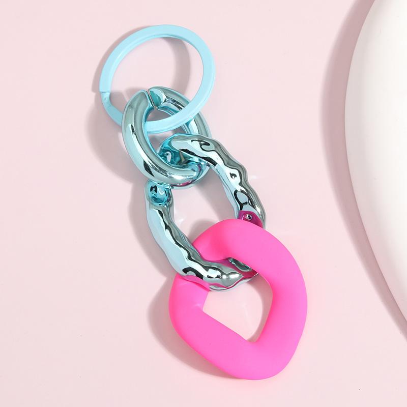 Colorful Acrylic Plastic Link Chain Keychain Creative Handmade Key Ring For Women Men Handbag Accessories DIY Friendship Gifts