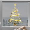 2pcs Christmas Window Stickers  PVC Golden Christmas Tree Electrostatic Door  Stickers Non Adhesive Static Christmas Window Stic