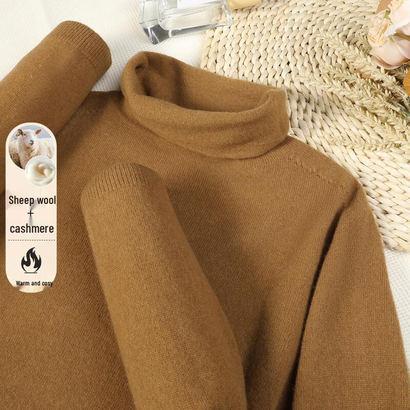 SNOWFLYING Unisex Merino Cashmere Blend Semi-High Neck Sweater M