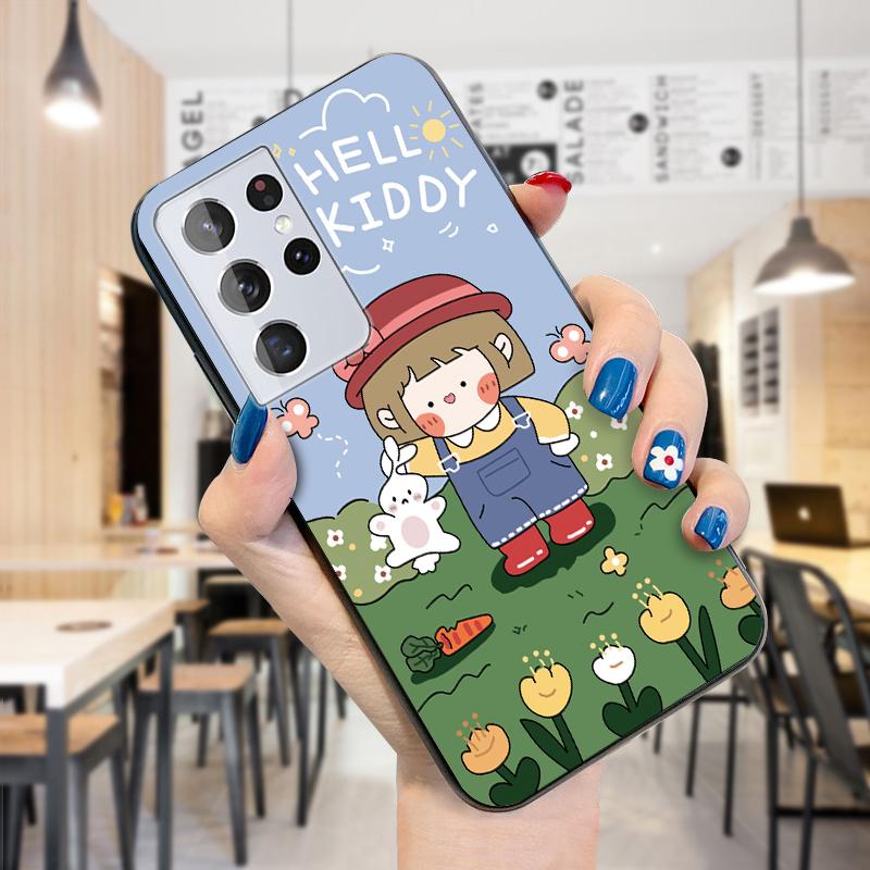 Carcasă cu model pentru fete desenate manual pentru fete. Carcasă adorabilă rezistentă la șocuri