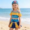 Children's Swimsuit Two Piece Set Girls Swimwear All Over Print Racerback Top