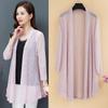 Summer New Plus Size Knitted Cardigan Women's Cotton and Linen Knitted Sweater Air Conditioning Shirt Sunscreen Medium Long Thin Jacket Shawl