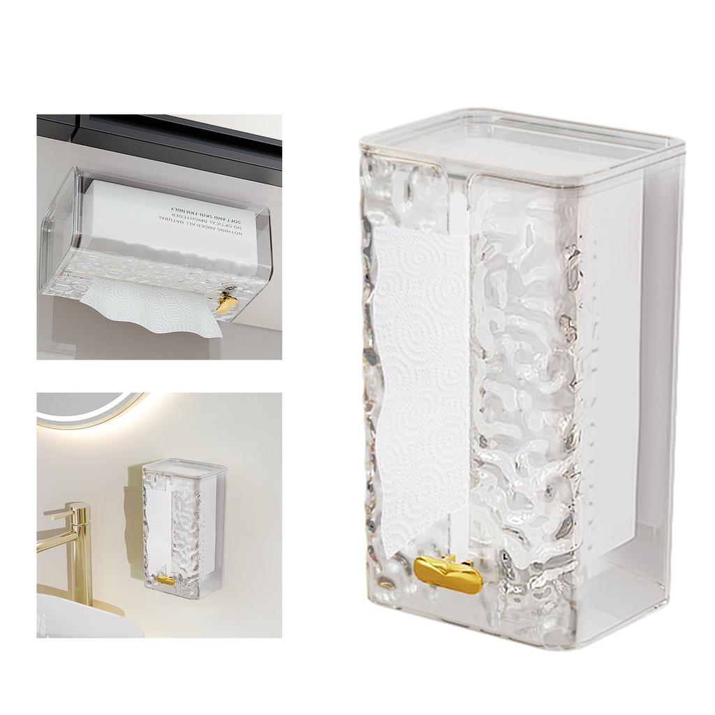 Wall Mount Tissue Box Cover Dryer Sheet Dispenser Clear PET ABS Pattern Versatile Tissue Container