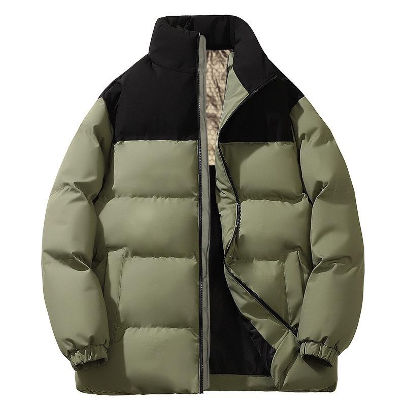 Winter Color Matching Cotton Clothes Men's Graphene Warm Thickened Bread Clothes Trendy Versatile Stand-up Collar Jacket