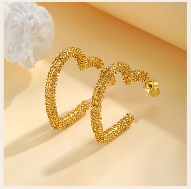 Love Shape Heart Earrings For Women Stainless Steel Ear Hoops Gold Plated Jewelry