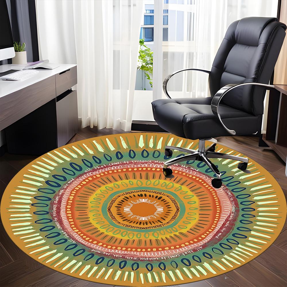 1pc Mandala Artwork Carpet, Round Non Slip Durable Large Size Office Carpet, Suitable for Office
