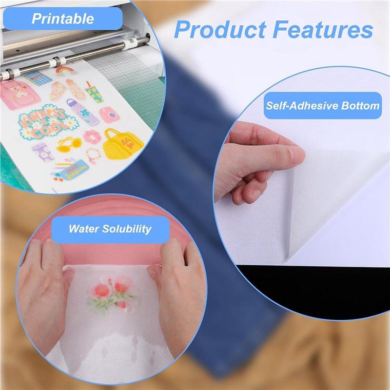 A25F-30 Sheets Of Sticky Water Soluble Embroidery Stabilizer, Dissolvable Printing Paper Wash For Printed Embroidery