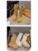 2025 Elastic Knit Sock Boots: Single-Sided Lining, Casual Autumn/Winter, Versatile Streetwear, College Style, Brown.