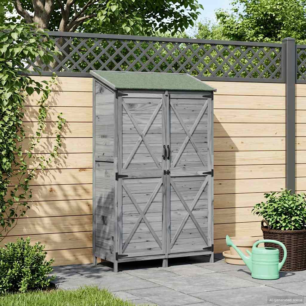 Garden Shed Gray 106 x 56 x 176.5 cm Solid Spruce Wood