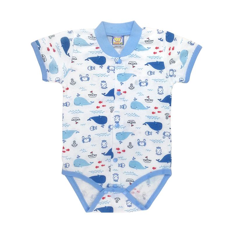 Baby 100% Cotton Short Sleeve Romper Boys And Girls Summer Printing O Neck Snap Button Newborn Clothing