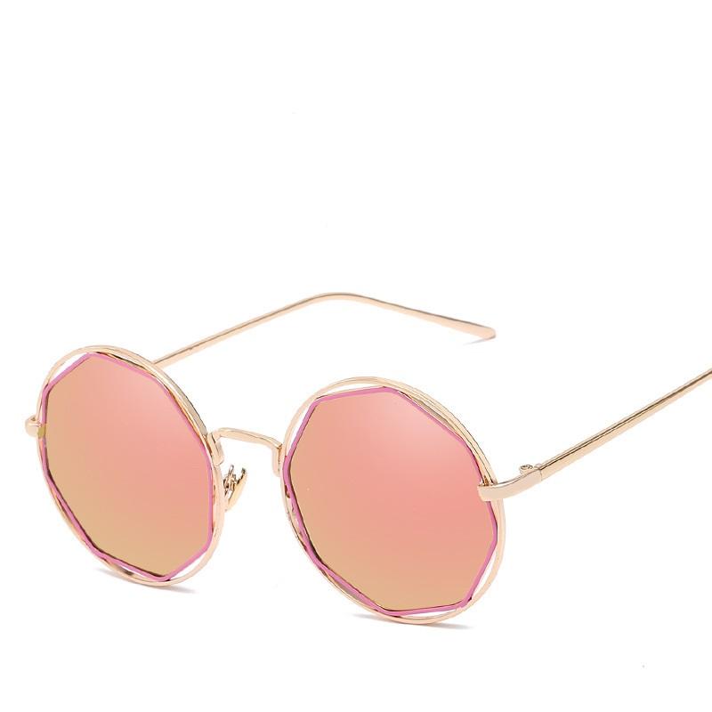 

Round Sunglasses Women Men Fashion Metal Big Frame Sun Glasses Female Silver Goggles UV400 Oculos De Sol AS