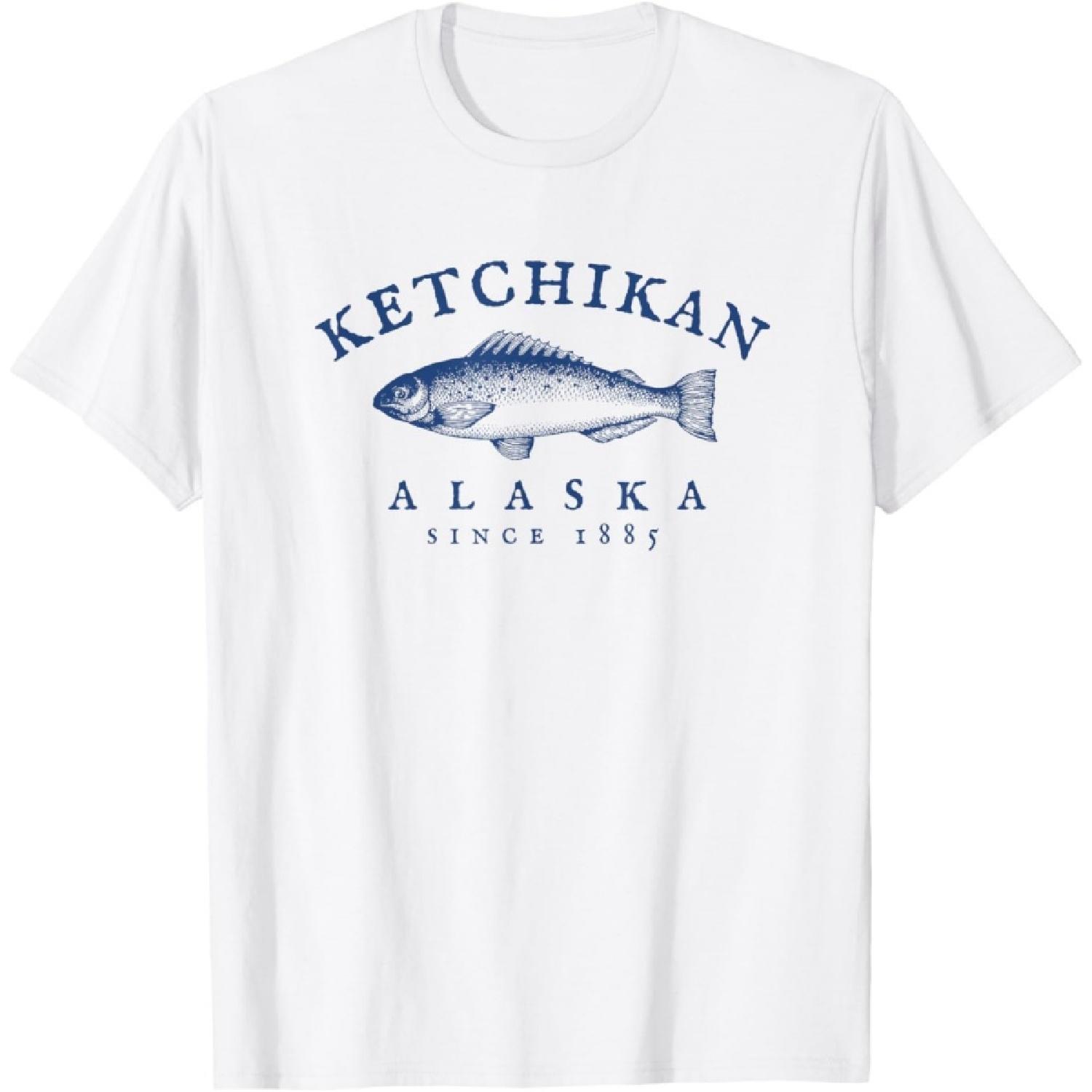 Retro Ketchikan Alaska Fishing T-Shirt S
