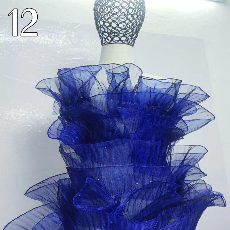 Metallisch Plissiertes Rüschenkantenband Mesh-Stoff Laser-Organza Transparenter Stoff für DIY Nähen Bühnenkleidbesatz Handwerk