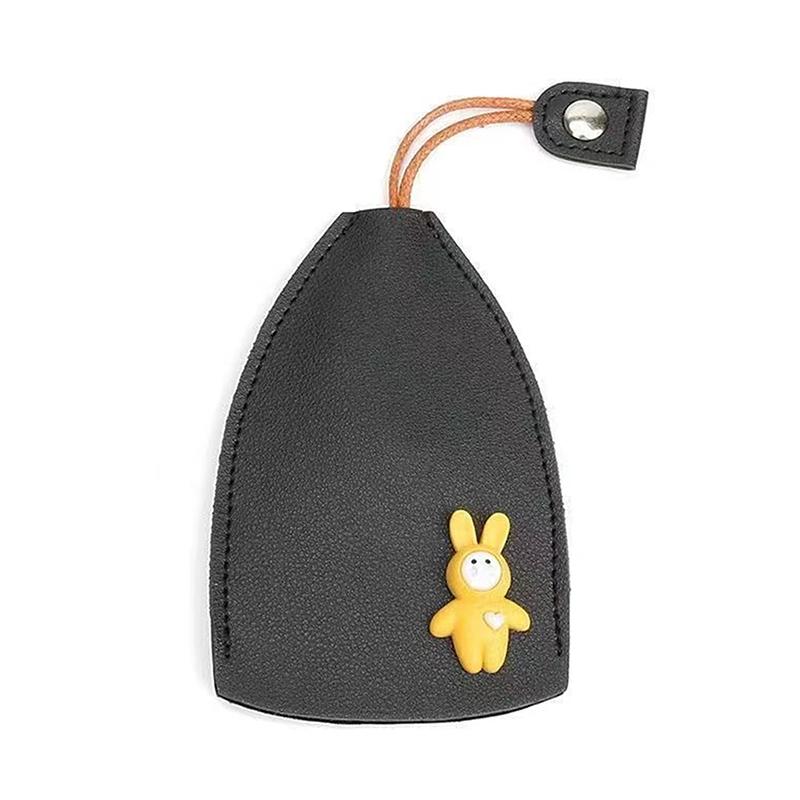 Cute Rabbit Pull Out Key Sleeve Cartoon Animal Pu Leather Car Key Case Holder Large Capacity Keychain Pouch Keychain Organizer