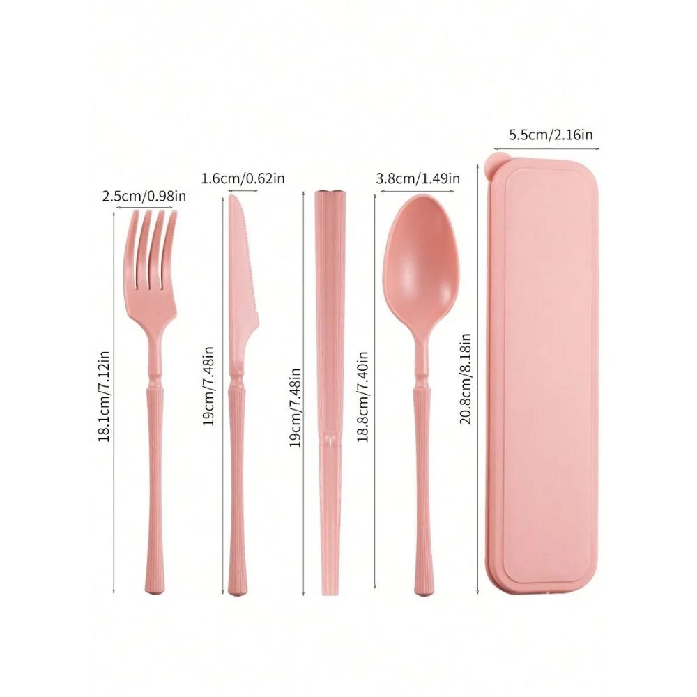 1pcs Knife, fork, spoon and chopsticks plastic tableware set, reusable, suitable for picnics, camping, and student supplies