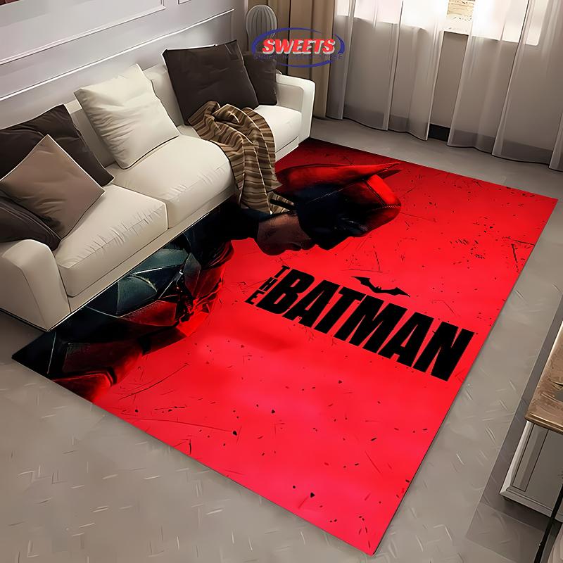 Koberec s motivem loga Batmana č. 2, podložka do obývacího pokoje, ložnice, k posteli, pohodlný protiskluzový odolný koberec, moderní jednoduchý styl, pratelný koberec