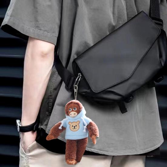 Adorable Hoodie Monkey Keychain Plush Hanging Ornament with Removable Jacket Soft Bags Pendant Animal Stuffed Key Ring