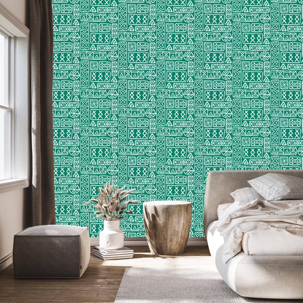 Polynesian Geometric Sea Pattern Wallpaper 50x1000