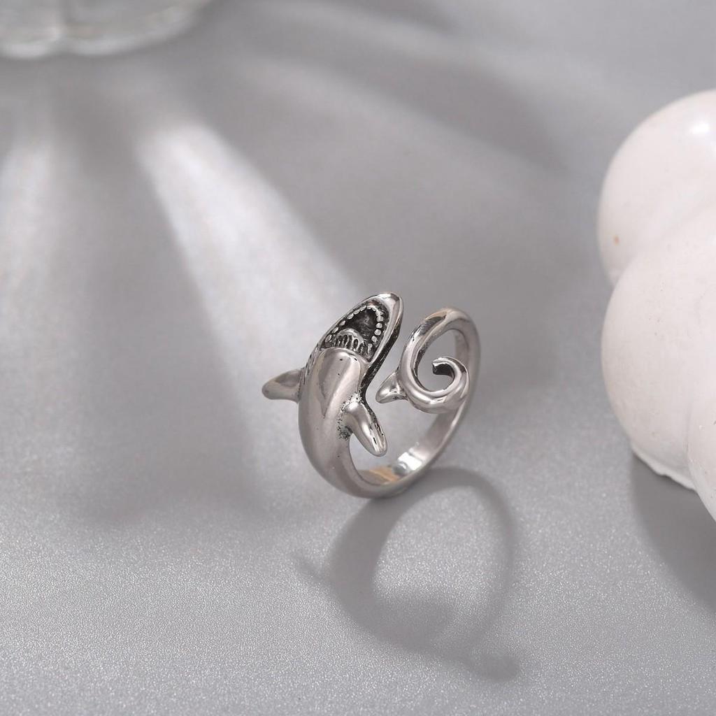 Anello Gatto Geometrico Europeo & Americano, Design Aperto Regolabile, Ornamento Animale Lavorato a Maglia per Dita.