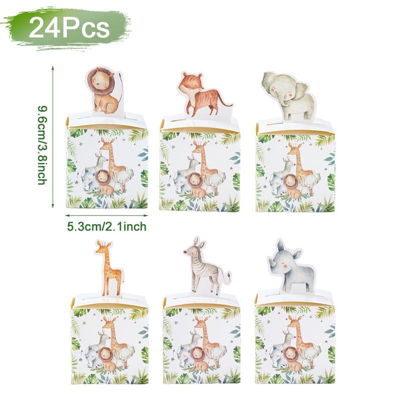 Bonboniéry s džunglovými zvířátky Safari Dekorace na narozeninovou oslavu Dětská dárková balicí krabička Wild One Potřeby na Baby Shower Krabička Taška