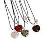 Natural Stone Heart Pendant Necklace - Black Cord, Women's Fashionable Choker for Commuting & Versatile Wear