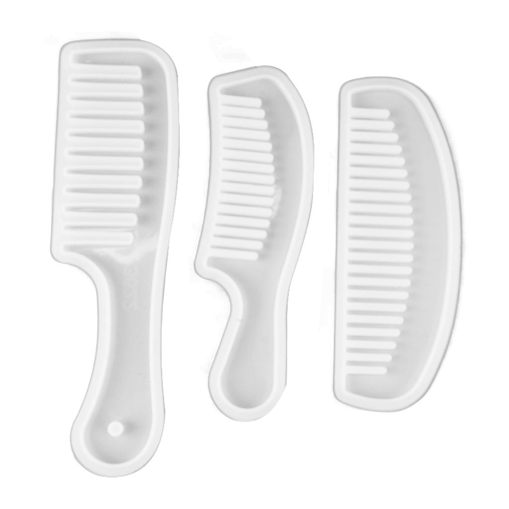 3pcs Comb Silicone Molds Translucent Wide Tooth Hair Comb Molds Set for DIY Hairdressing Styling