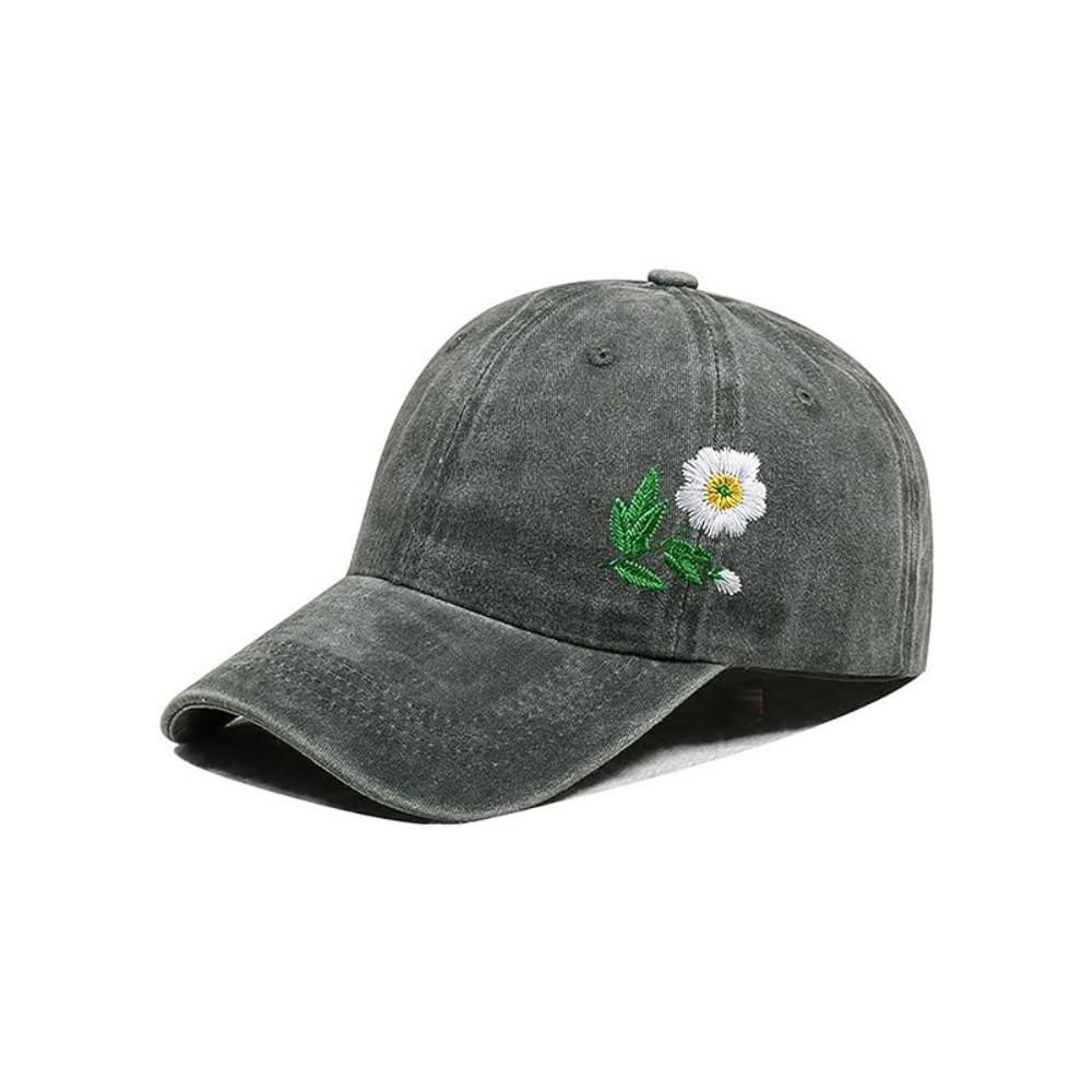 Retro Flowers Embroidery Baseball Cap Washed Cotton Adjustable Baseball Hats Sunscreen Hats For Man Women