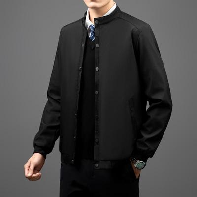 Ανδρικό αθλητικό μπουφάν Stand Up Collar με μονόχρωμο μπουφάν με αγκράφα