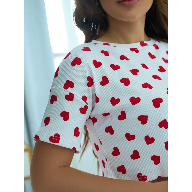 Leisure Wear Pajamas European and American Spring and Summer Love Print Short sleeve Shorts Two-piece Set Homewear Pajamas