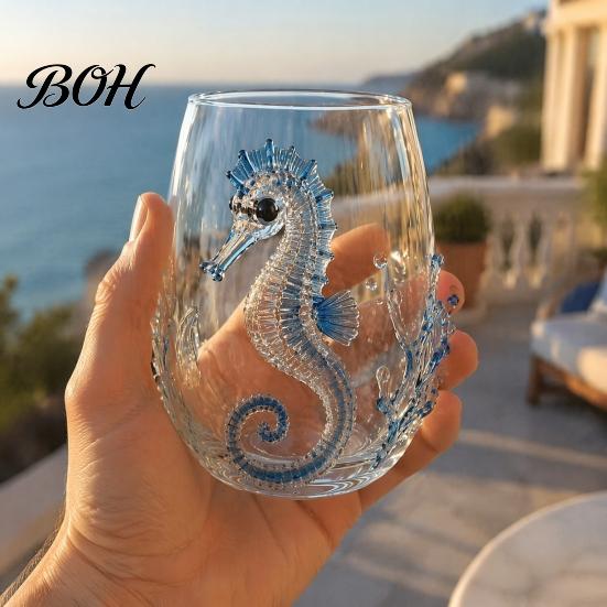 Εκλεπτυσμένο Παραθαλάσσιο Στυλ Ποτήρια 12oz Κούπα Νερού Χταπόδι, Ανάγλυφο Σχέδιο, Χειροποίητο Θαλάσσιο Δημιουργικό Ποτήρι με Καλαμάκι για Λάτρεις του Ωκεανού