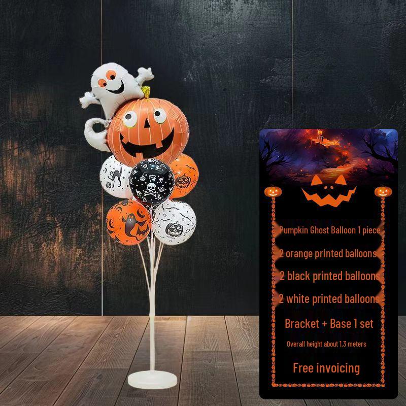 Halloween Pumpkin Skeleton Balloon Columns for Party and Event Decoration