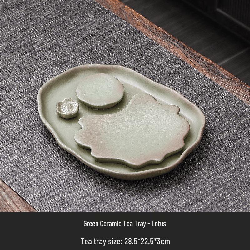 Chaxun Green Pottery Lotus Tea Tray