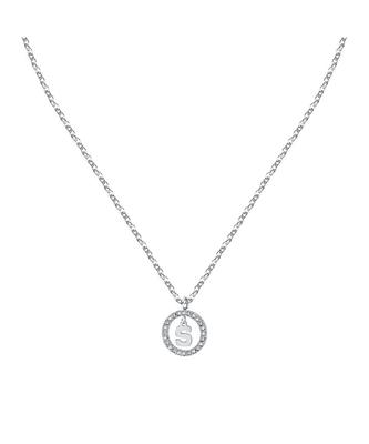 Colar de Aço Letra S com Cristal Transparente LPS10ASF23 Para Mulheres