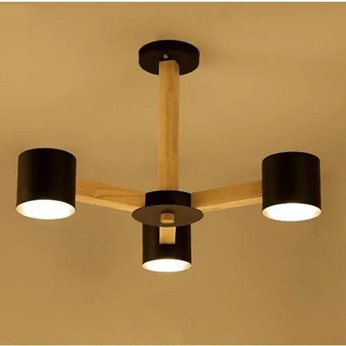 Nordic Modern Wrought Iron Solid Wood E27 Chandelier Bedroom Kitchen Living Room Restaurant Personality Lighting Fixture Home De