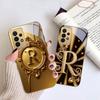 Gorgeous letter gold "R" For Samsung A 01 52S A04 A05S A10 A12 13 22 23 24 36 42 M02 Note 10 20Ultra 8 9 Golden glass phone case