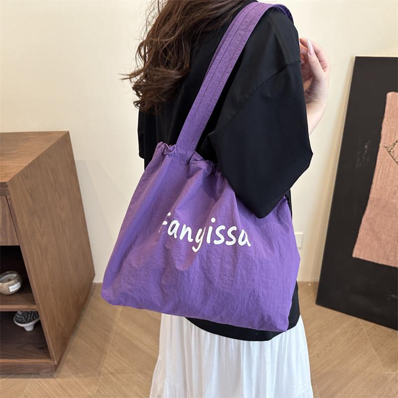 Large Streetwear Summer Canvas Tote Wrinkle Design With Graphic For Teens