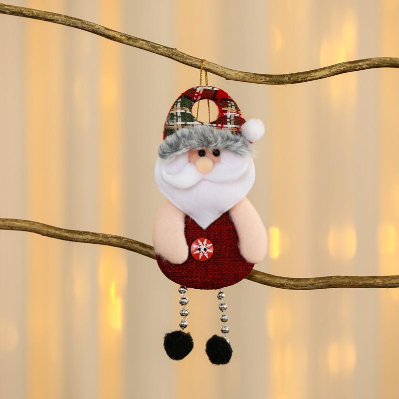 Christmas Themed Decorations Ornaments Fabric Santa Claus Reindeer Figurines Little Bear Snowman Hanging Decorations Pendant