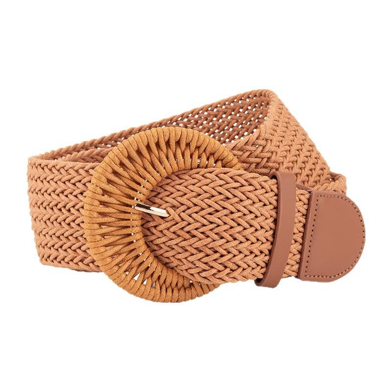 High-end Trendy Small Fragrance Style Woven Wide Belt Women's Dress Waist Belt Bohemian Ethnic Waist Seal